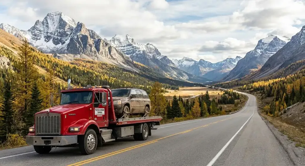 long-distance tow truck on a Oshawa highway corridor